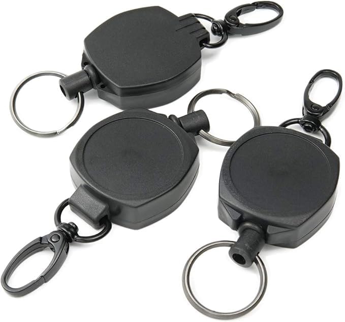 حامل شارة قابل للسحب مع مشبك حلقة تثبيت - بكرة بطاقة هوية شديدة التحمل مع حلقة مفاتيح للعمل والمكتب والاستخدام الخارجي قطعة واحدة-B0FS1P2L3B