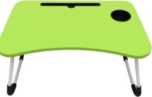 طاولة كمبيوتر محمول قابلة للطي مع حامل أكواب وفتحة للكمبيوتر اللوحي - سرير محمول ومكتب أريكة للدراسة والعمل والقراءة - أخضر - 60 سم × 40 سم-B0FRXS1D95