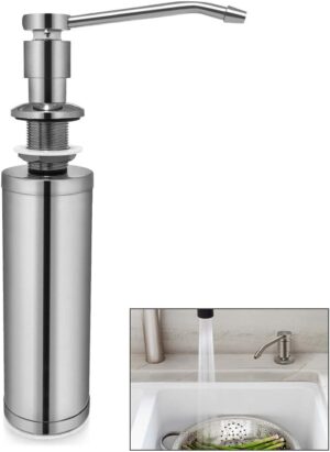 موزع صابون من الفولاذ المقاوم للصدأ - زجاجة مضخة قابلة لإعادة التعبئة للمطبخ أو الحمام - عصري ومتين-B0FRFYT17W