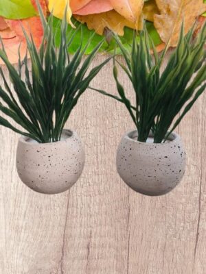 [قطعة واحدة] نبات صناعي في وعاء - نبات أخضر طويل الأوراق في وعاء دائري مزخرف للديكور المنزلي والمكتبي-B0FS78PW1C