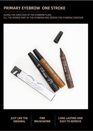 قلم حواجب 4 نقاط Maquillajes Para Mujer قلم حواجب سائل مقاوم للماء قلم حواجب طويل الأمد لون أسود-B0FR2617RN