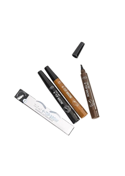 قلم حواجب 4 نقاط Maquillajes Para Mujer قلم حواجب سائل مقاوم للماء قلم حواجب طويل الأمد لون أسود-B0FR2617RN