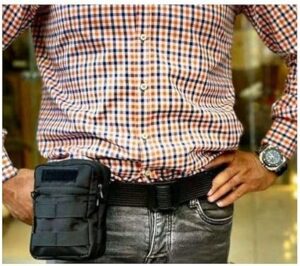 حقيبة كتف تكتيكية سوداء - حقيبة كروس عسكرية بحزام قابل للتعديل، حقيبة متعددة الجيوب (15×12 سم)-B0FSDNXGGN