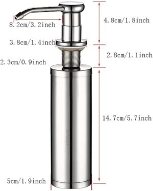 موزع صابون من الفولاذ المقاوم للصدأ - زجاجة مضخة قابلة لإعادة التعبئة للمطبخ أو الحمام - عصري ومتين-B0FRFYT17W