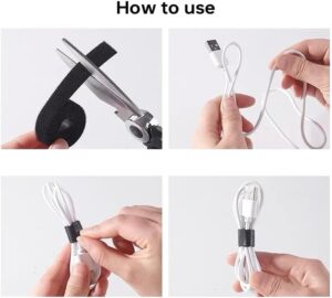 متجر منظم كابلات 5 أمتار/لفافة بعرض 12 مم، منظم كابلات USB، نايلون، أربطة كابلات قابلة للقص، فأرة، سماعة أذن، أربطة كابلات-B0FPYLNJY3