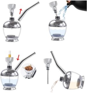 غليون مياه جديد على شكل زجاجة، شيشة صغيرة محمولة، غليون تدخين التبغ، هدية صحية، فلتر أنبوب معدني، فلترة شيشة-  B0FSDVC4D4