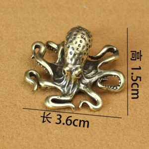 زينة أخطبوط نحاسية عتيقة، تماثيل حيوانات بحرية مصغرة، مكتب، حرف يدوية نحاسية، ديكورات منزلية، صور متحركة-B0FR4V83FG