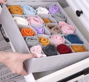 منظم أدراج قماشي قابل للطي من ماي سوق - صندوق تخزين 16 خلية للملابس الداخلية والجوارب وربطات العنق والإكسسوارات - فاصل خزانة موفر -B0FR1WDHRK