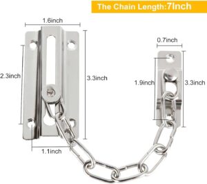 قفل سلسلة باب من الفولاذ المقاوم للصدأ - حارس أمان شديد التحمل للمنزل والشقق والمكتب - تركيب سهل مع براغي متضمنة قطعة واحدة-B0FRZ7KHG4