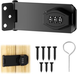 قفل باب قابل للقفل بمزلاج مقاس 3 بوصات، قفل باب منزلق، قفل خزانة، مزلاج باب معدني أسود للأبواب الصغيرة، والخزائن، وباب الحظيرة، والأماكن الخارجية، والمرآب، والحديقة-B0FRSWPXRW