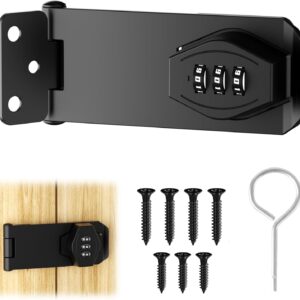 قفل باب قابل للقفل بمزلاج مقاس 3 بوصات، قفل باب منزلق، قفل خزانة، مزلاج باب معدني أسود للأبواب الصغيرة، والخزائن، وباب الحظيرة، والأماكن الخارجية، والمرآب، والحديقة-B0FRSWPXRW