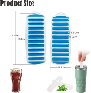 صينية مكعبات ثلج سيليكون مستطيلة بغطاء – لون أزرق - 1 قطعة - 29 سم*14 سم-B0FPFT2833