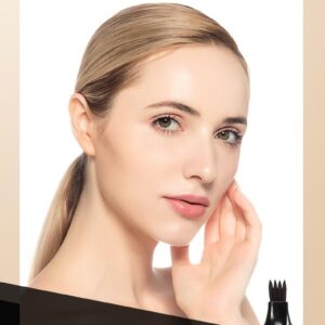قلم حواجب 4 نقاط Maquillajes Para Mujer قلم حواجب سائل مقاوم للماء قلم حواجب طويل الأمد لون أسود-B0FR2617RN