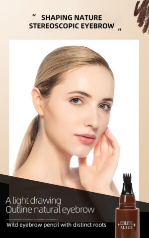 قلم حواجب 4 نقاط Maquillajes Para Mujer قلم حواجب سائل مقاوم للماء قلم حواجب طويل الأمد لون أسود-B0FR2617RN