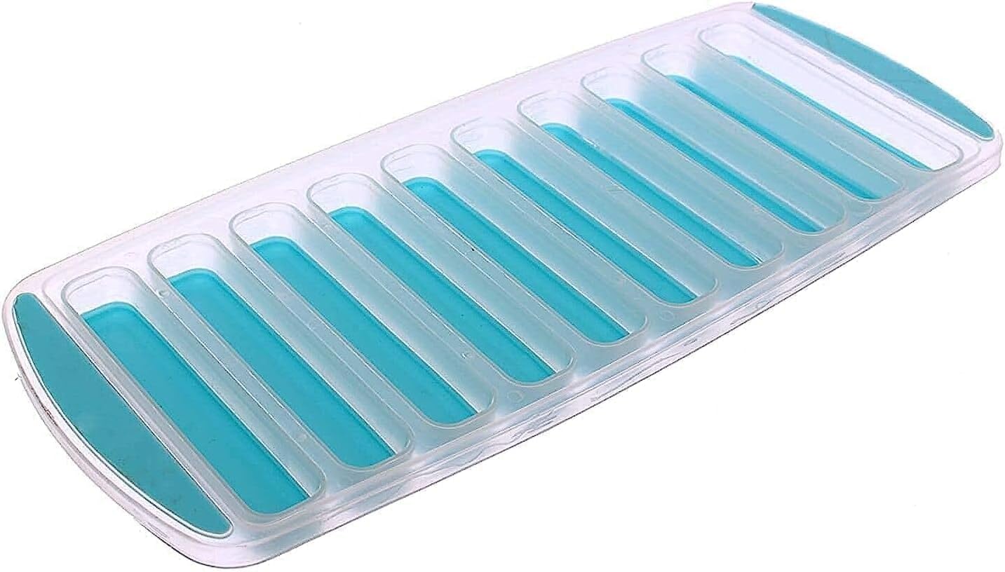 صينية مكعبات ثلج سيليكون مستطيلة بغطاء – لون أزرق - 1 قطعة - 29 سم*14 سم-B0FPFT2833