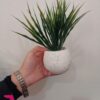 [قطعة واحدة] نبات صناعي في وعاء - نبات أخضر طويل الأوراق في وعاء دائري مزخرف للديكور المنزلي والمكتبي-B0FS78PW1C
