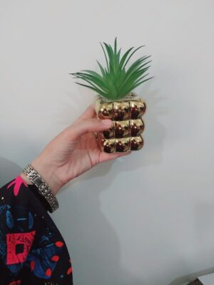 متجر (قطعة واحدة) نبات عصاري صناعي في وعاء زخرفي ذهبي - نبات أخضر صناعي صغير للديكور المنزلي والمكتبي-B0FS7NS5CH