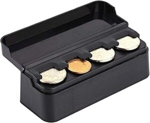 حامل عملات للسيارة، منظم عملات محمول، صندوق تخزين للعملات المعدنية بغطاء قابل للإزالة. متوافق مع معظم ملحقات السيارات والشاحنات والشاحنات الصغيرة.-B0FSLX5J76