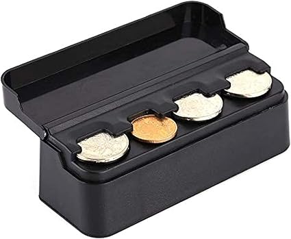 حامل عملات للسيارة، منظم عملات محمول، صندوق تخزين للعملات المعدنية بغطاء قابل للإزالة. متوافق مع معظم ملحقات السيارات والشاحنات والشاحنات الصغيرة.-B0FSLX5J76