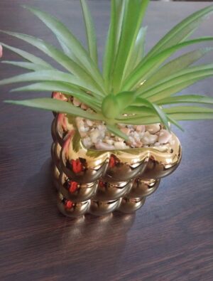 متجر (قطعة واحدة) نبات عصاري صناعي في وعاء زخرفي ذهبي - نبات أخضر صناعي صغير للديكور المنزلي والمكتبي-B0FS7NS5CH