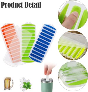 صينية مكعبات ثلج سيليكون مستطيلة بغطاء – لون أزرق - 1 قطعة - 29 سم*14 سم-B0FPFT2833