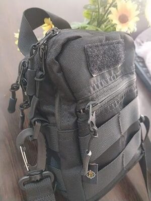 حقيبة كتف تكتيكية سوداء - حقيبة كروس عسكرية بحزام قابل للتعديل، حقيبة متعددة الجيوب (15×12 سم)-B0FSDNXGGN