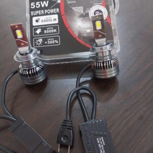 مصابيح أمامية LED ذكية 55 وات - قوة فائقة 6000 لومن، 6000 كلفن أبيض بارد، مصابيح LED للسيارة جاهزة للتوصيل والتشغيل، عبوة من قطعتين-B0FS6XJ5WH