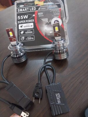 مصابيح أمامية LED ذكية 55 وات - قوة فائقة 6000 لومن، 6000 كلفن أبيض بارد، مصابيح LED للسيارة جاهزة للتوصيل والتشغيل، عبوة من قطعتين-B0FS6XJ5WH