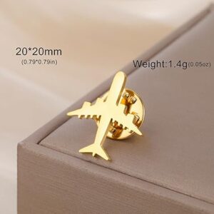 دبوس بروش على شكل طائرة عتيقة من Lucktune مصنوع من الفولاذ المقاوم للصدأ قابل للتعديل ومجوهرات طيران وهدية طيار وإكسسوار سفر وارتداء يومي-B0FSX6DD5X