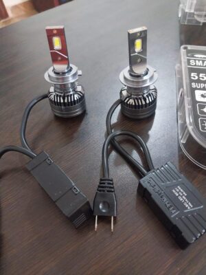 مصابيح أمامية LED ذكية 55 وات - قوة فائقة 6000 لومن، 6000 كلفن أبيض بارد، مصابيح LED للسيارة جاهزة للتوصيل والتشغيل، عبوة من قطعتين-B0FS6XJ5WH