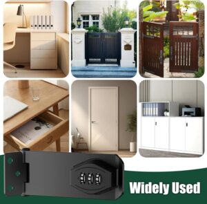 قفل باب قابل للقفل بمزلاج مقاس 3 بوصات، قفل باب منزلق، قفل خزانة، مزلاج باب معدني أسود للأبواب الصغيرة، والخزائن، وباب الحظيرة، والأماكن الخارجية، والمرآب، والحديقة-B0FRSWPXRW