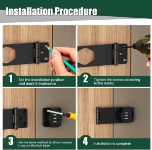 قفل باب قابل للقفل بمزلاج مقاس 3 بوصات، قفل باب منزلق، قفل خزانة، مزلاج باب معدني أسود للأبواب الصغيرة، والخزائن، وباب الحظيرة، والأماكن الخارجية، والمرآب، والحديقة-B0FRSWPXRW