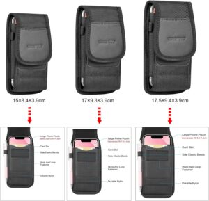 حافظة هاتف من النايلون  بمشبك حزام حمل حقيبة خصر - عمودي (XL) 16 × 8.8 × 1.7 سم-B0FQ67XXHB