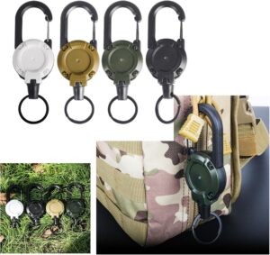 حامل شارات قابل للسحب مع مشبك حلقي - بكرة بطاقة هوية متينة مع حلقة مفاتيح، قطعة واحدة، 12 سم ~ 65 سم (بني)-B0FRYZNB64