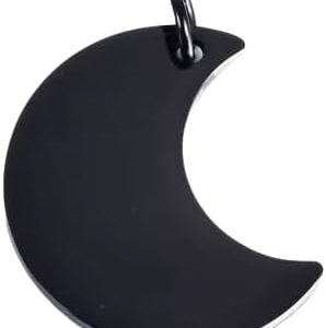 علامات تعريف شخصية للكلاب، علامات تعريفية ملونة مضادة للضياع على شكل قمر من الفولاذ المقاوم للصدأ للكلاب والقطط الكبيرة أو الصغيرة (أسود)-B0FSZZ4HMT