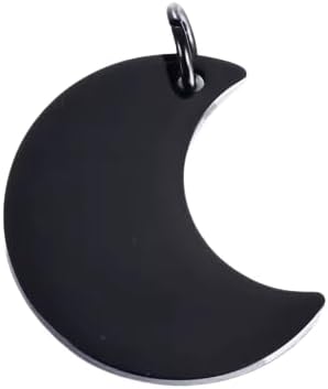 علامات تعريف شخصية للكلاب، علامات تعريفية ملونة مضادة للضياع على شكل قمر من الفولاذ المقاوم للصدأ للكلاب والقطط الكبيرة أو الصغيرة (أسود)-B0FSZZ4HMT