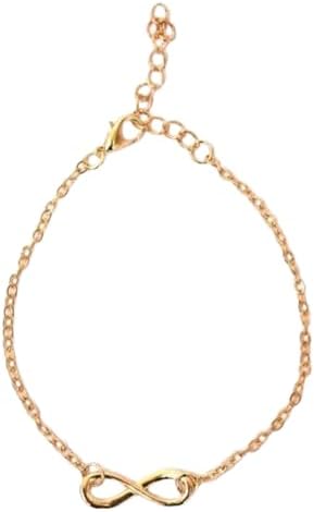 سوار أنيق ذهبي اللون للنساء بتصميم إنفينيتي - سلسلة حلقات أنيقة وقابلة للتعديل - هدية مثالية للحب والصداقة والحياة الأبدية-B0FV373JW9