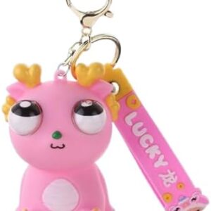 سلسلة مفاتيح محاكاة عين تنين متفجرة على شكل حيوان قلادة مبتكرة ذات عيون بارزة من مادة TPR قابلة للضغط بشكل إبداعي-B0FT3KD6MX