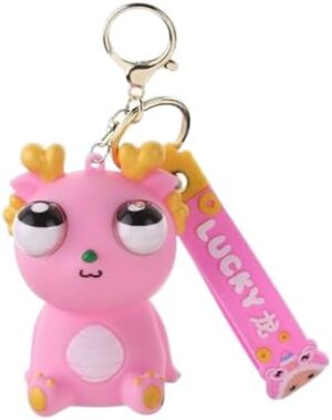 سلسلة مفاتيح محاكاة عين تنين متفجرة على شكل حيوان قلادة مبتكرة ذات عيون بارزة من مادة TPR قابلة للضغط بشكل إبداعي-B0FT3KD6MX