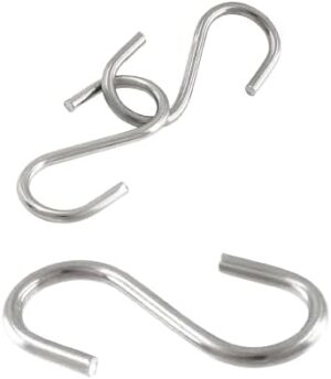 خطافات على شكل حرف S من الفولاذ المقاوم للصدأ، دائرية مصقولة، متينة، تتحمل حتى وزن 50 كيلوجرامًا أو أكثر، للمطبخ، وأدوات الحمام، والخزانة، وورش العمل، من الفولاذ الصلب (مفردة، 5 قطع)-B0FSXLJZFF