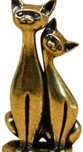 قطعة فنية منحوتة من النحاس العتيق على شكل زوجين من القطط،  متشابكة من القطط المحبة، لتزيين المنزل والمكتب-B0FT1Q2RWF