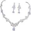 طقم مجوهرات نسائي فاخر - قلادة وأقراط من الكريستال بطول 25 سم - تصميم أنيق مطلي بالفضة لحفلات الزفاف والمناسبات الخاصة-B0FTZ3WLSQ