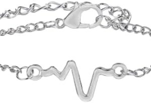 سوار نبضات قلب فضي أنيق للنساء - سلسلة نبضات حياة بسيطة قابلة للتعديل - هدية رائعة-B0FV3CG7SD