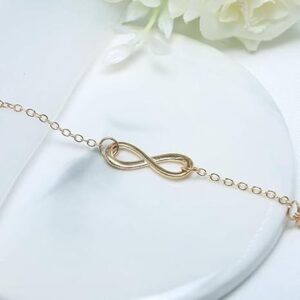 سوار أنيق ذهبي اللون للنساء بتصميم إنفينيتي - سلسلة حلقات أنيقة وقابلة للتعديل - هدية مثالية للحب والصداقة والحياة الأبدية-B0FV373JW9