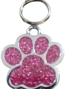 بطاقة تعريف حيوان أليف بطبعة مخلب لامعة وردية اللون على شكل مخلب-B0FSZMQFWX