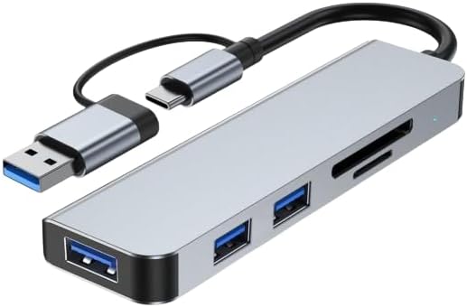 محول متعدد المنافذ USB-C (5 في 1)، محول Type-C من الألومنيوم مع 3 منافذ USB 3.0، قارئ بطاقات SD/TF-B0FT8LSBW6