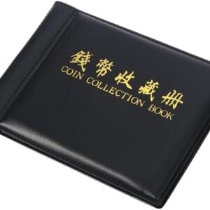 حامل عملات محمول من الجلد الصناعي الأسود مزود بـ 60 جيبًا | منظم صغير (10×14 سم) هدية مثالية لهواة جمع العملات-B0FTX4VCGG