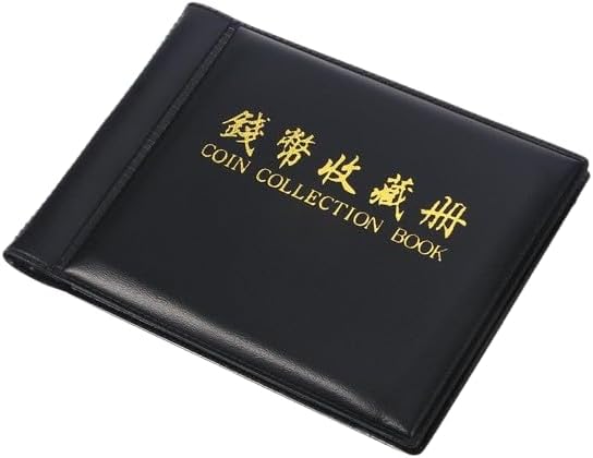 حامل عملات محمول من الجلد الصناعي الأسود مزود بـ 60 جيبًا | منظم صغير (10×14 سم) هدية مثالية لهواة جمع العملات-B0FTX4VCGG