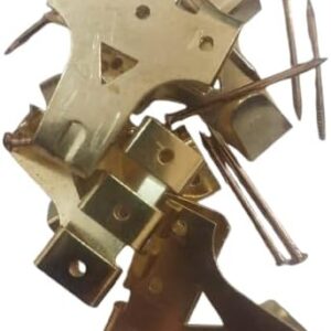 مجموعة (5 قطع) من مسامير ومشابك إطارات الصور المصنوعة من النحاس المتين (مجموعة أدوات تعليق الأعمال الفنية) (2×2.5 سم)-B0FTVJ9R68