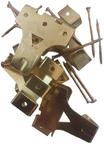 مجموعة (5 قطع) من مسامير ومشابك إطارات الصور المصنوعة من النحاس المتين (مجموعة أدوات تعليق الأعمال الفنية) (2×2.5 سم)-B0FTVJ9R68